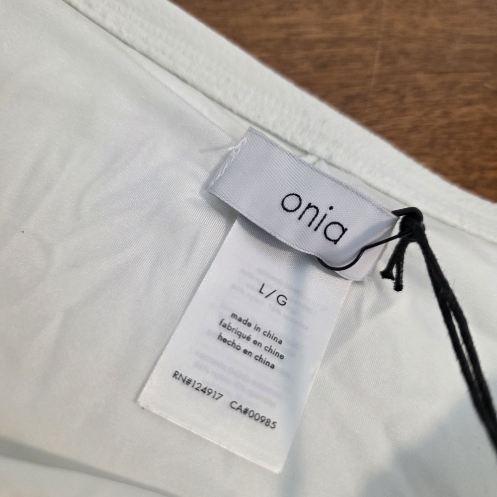 NWT Onia Ella Bikini Bottoms Textured High Rise Crinkle Swimsuit White Large - Picture 4 of 8